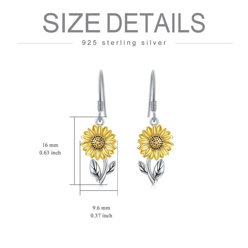 Sunflower Dangle Earrings 925 Sterling Silver