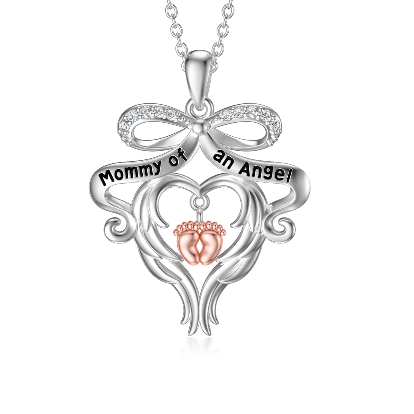 Mommy of an Angel Memorial Grieving 925 Sterling Silver Necklace