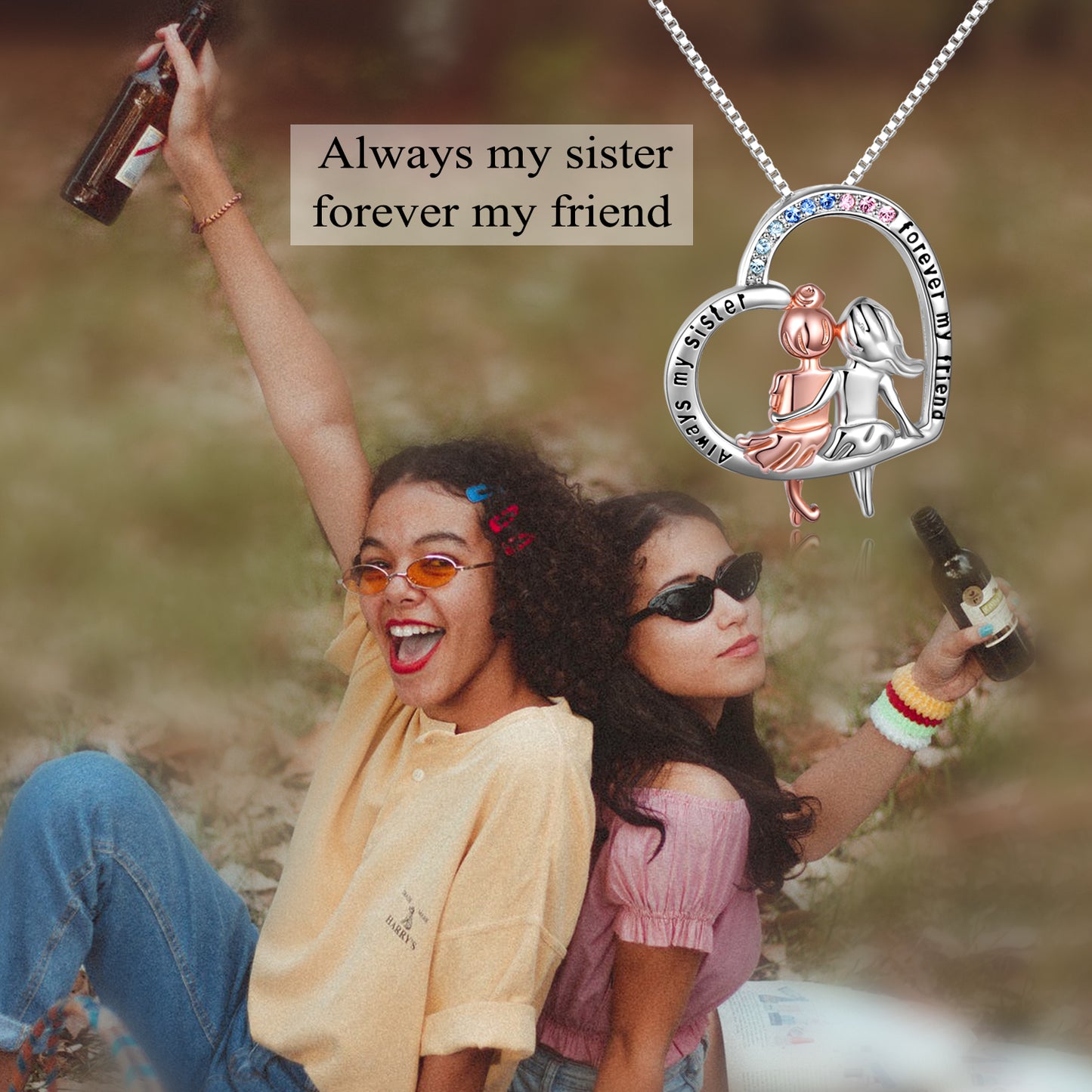 Always My Sister Forever My Friend Sister Necklace 925 Sterling Silver