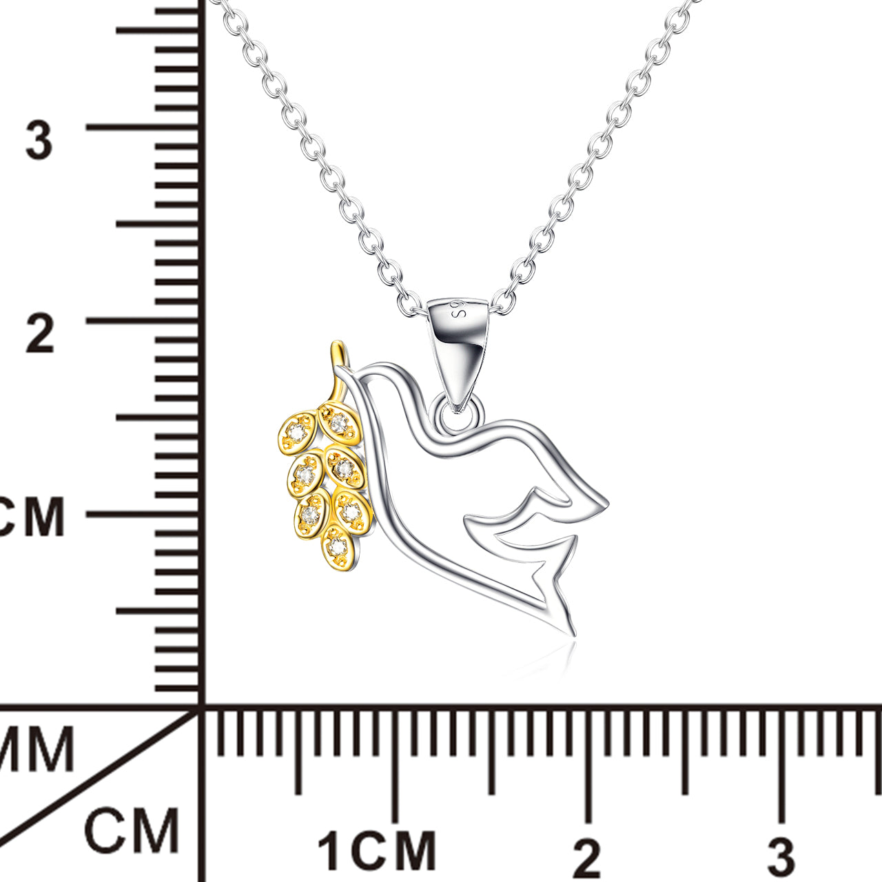 Peace Dove Pendant Gold Plated 925 Sterling Silver Necklace