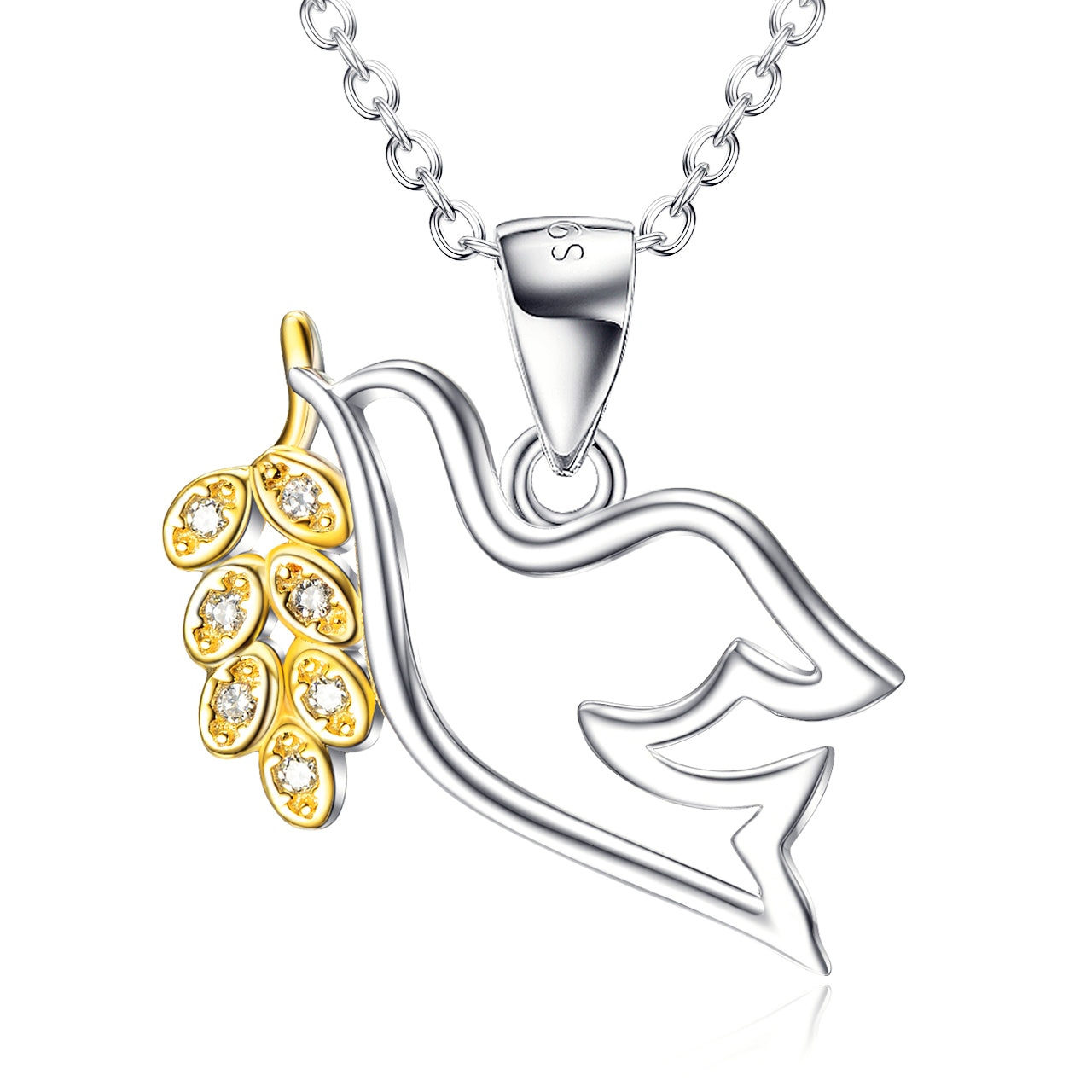 Peace Dove Pendant Gold Plated 925 Sterling Silver Necklace