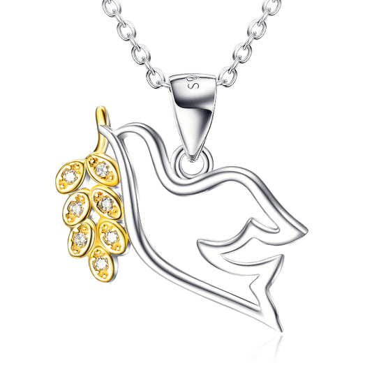 Peace Dove Pendant Gold Plated 925 Sterling Silver Necklace