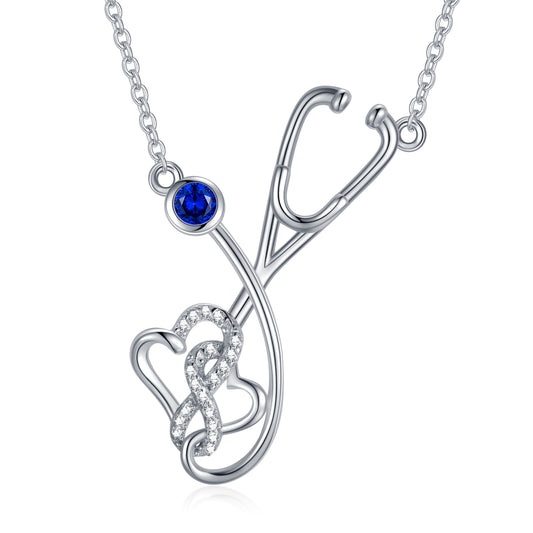 Stethoscope Nurse Necklace 925 Sterling Silver