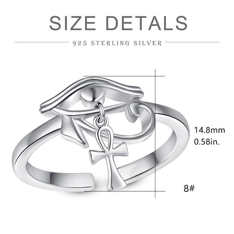 Eye of Horus Ankh Cross Protection Ring 925 Sterling Silver