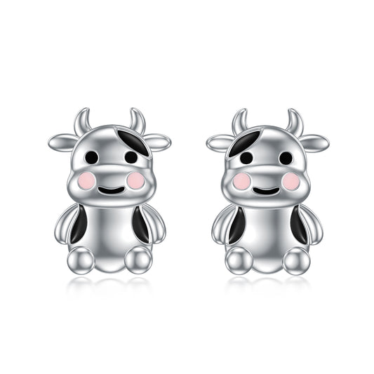 Cute Cow Earrings 925 Sterling Silver Stud Earrings