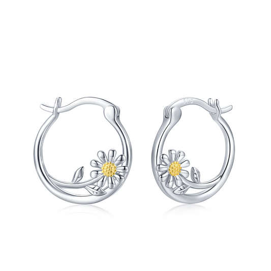 Daisy Small Huggie Hoop Earrings 925 Sterling Silver