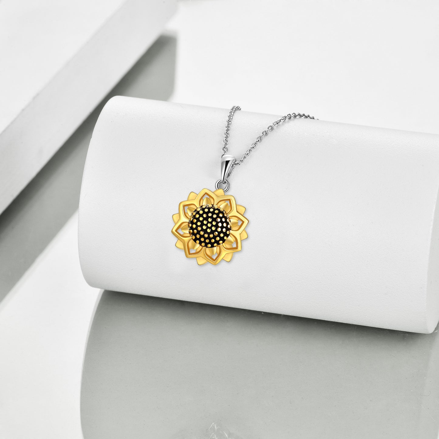 Gold Plated Sunflower You Are My Sunshine Necklace 925 Sterling Silver