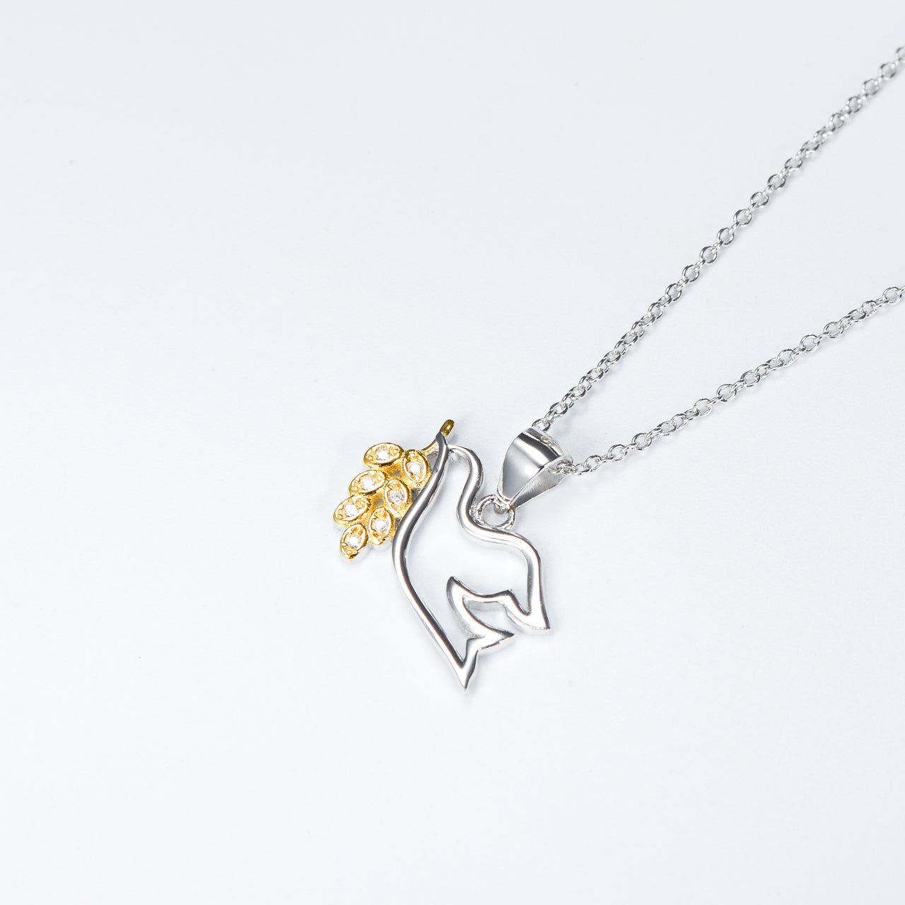 Peace Dove Pendant Gold Plated 925 Sterling Silver Necklace