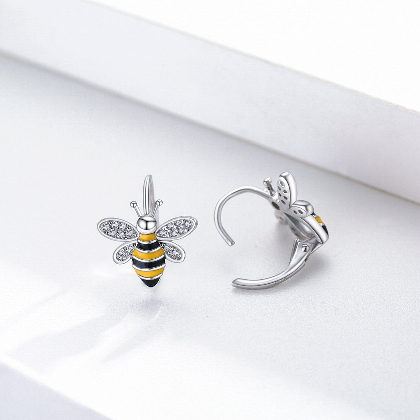 Bumblebee 925 Sterling Silver Huggie Hoop Earrings