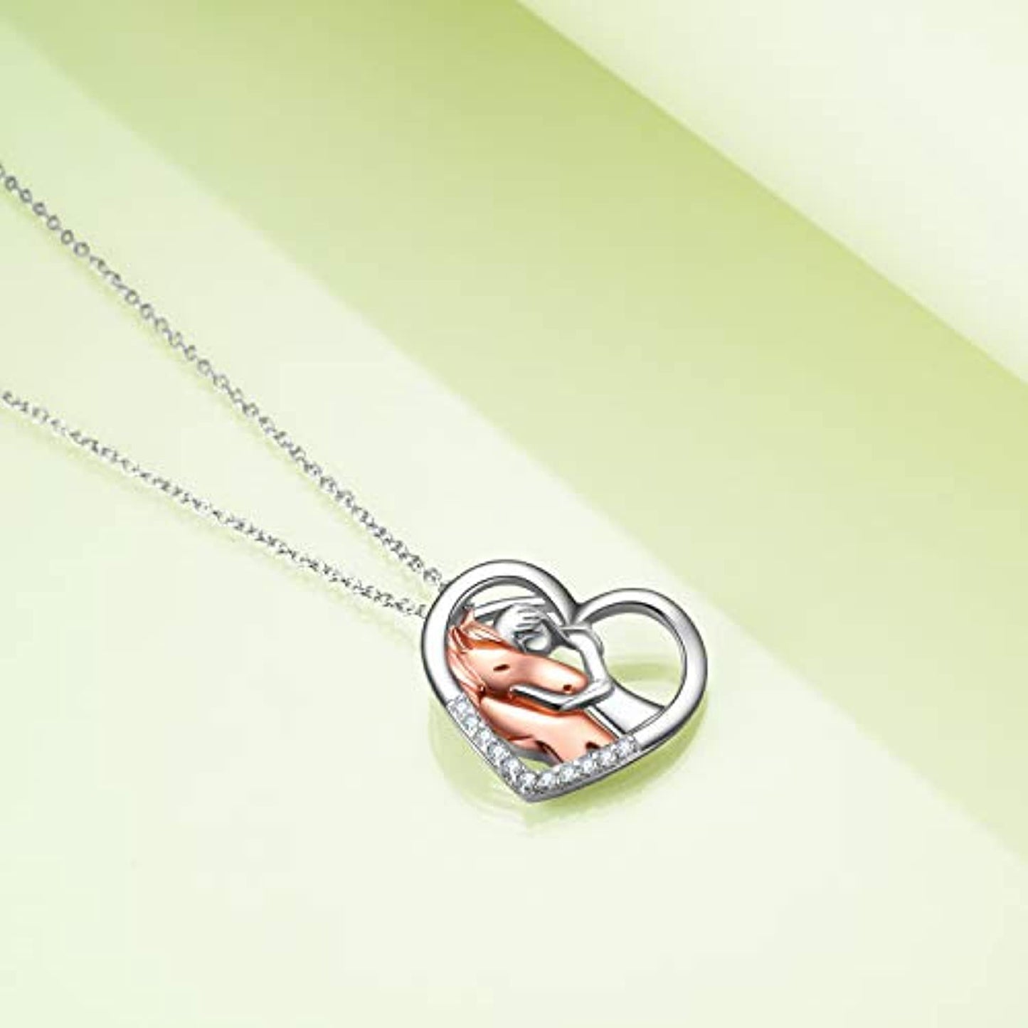 Horse Girls Embrace 925 Sterling Silver Horse Pendant Necklace