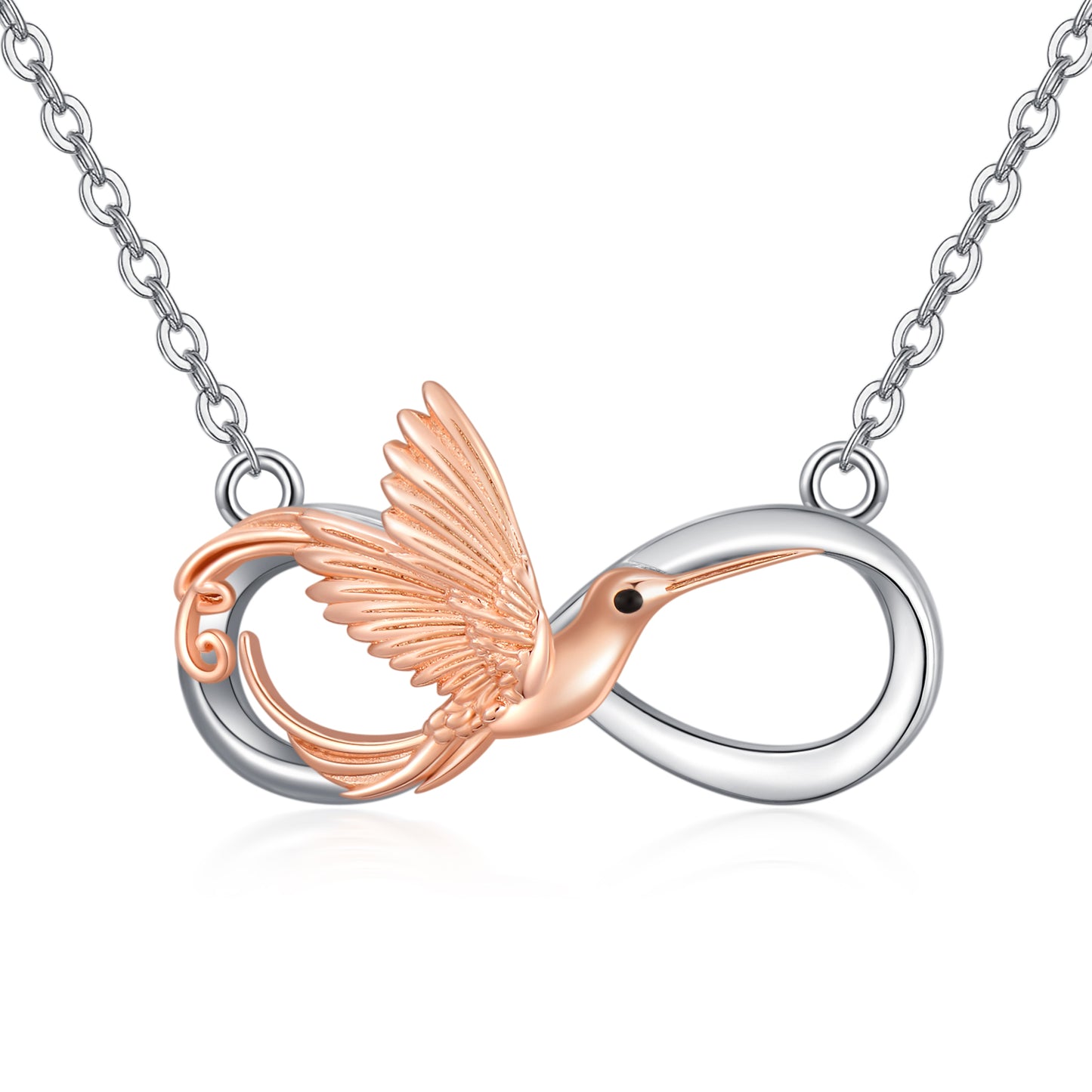 Infinity Hummingbird Pendant Necklace 925 Sterling Silver