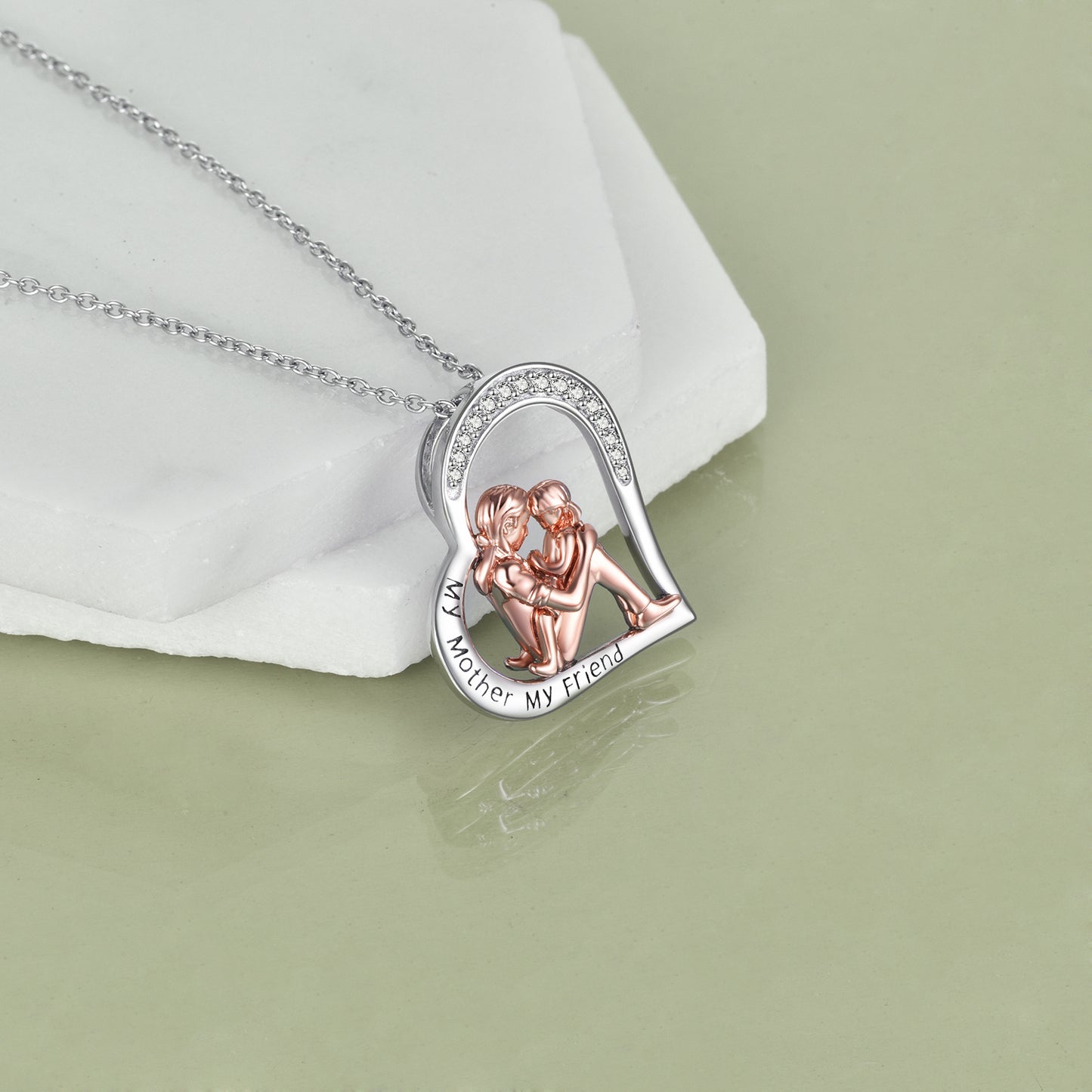 "My Mother My Friend" Mother and Daughter Necklace 925 Sterling Silver