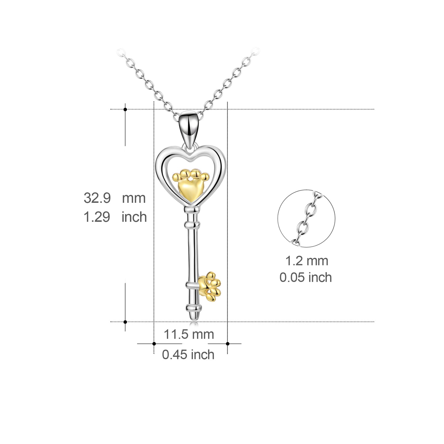 Key Pendant Necklace 925 Sterling Silver