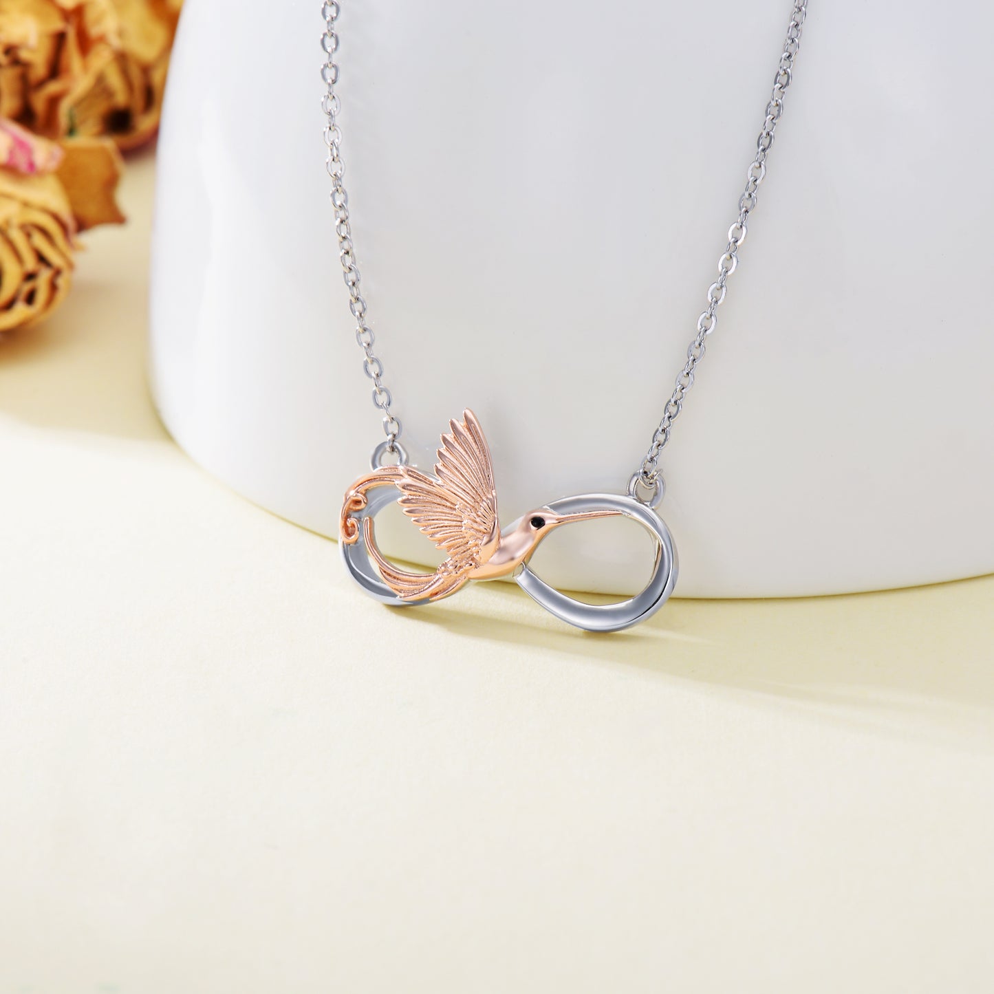 Infinity Hummingbird Pendant Necklace 925 Sterling Silver