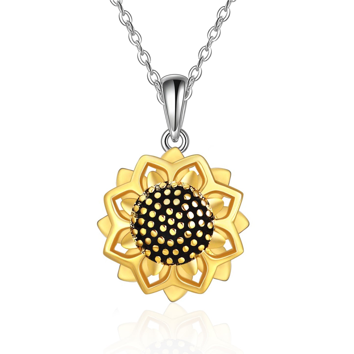 Gold Plated Sunflower You Are My Sunshine Necklace 925 Sterling Silver