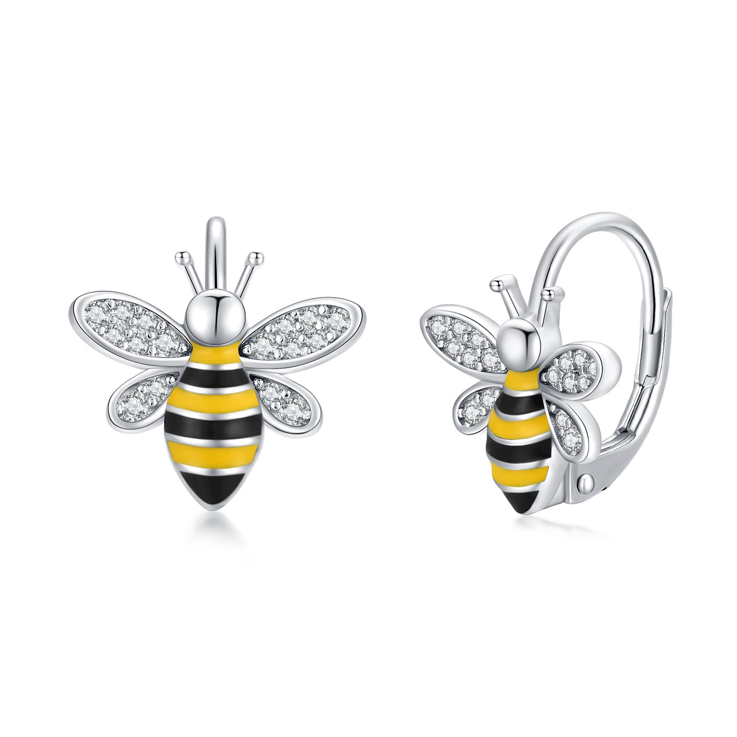 Bumblebee 925 Sterling Silver Huggie Hoop Earrings