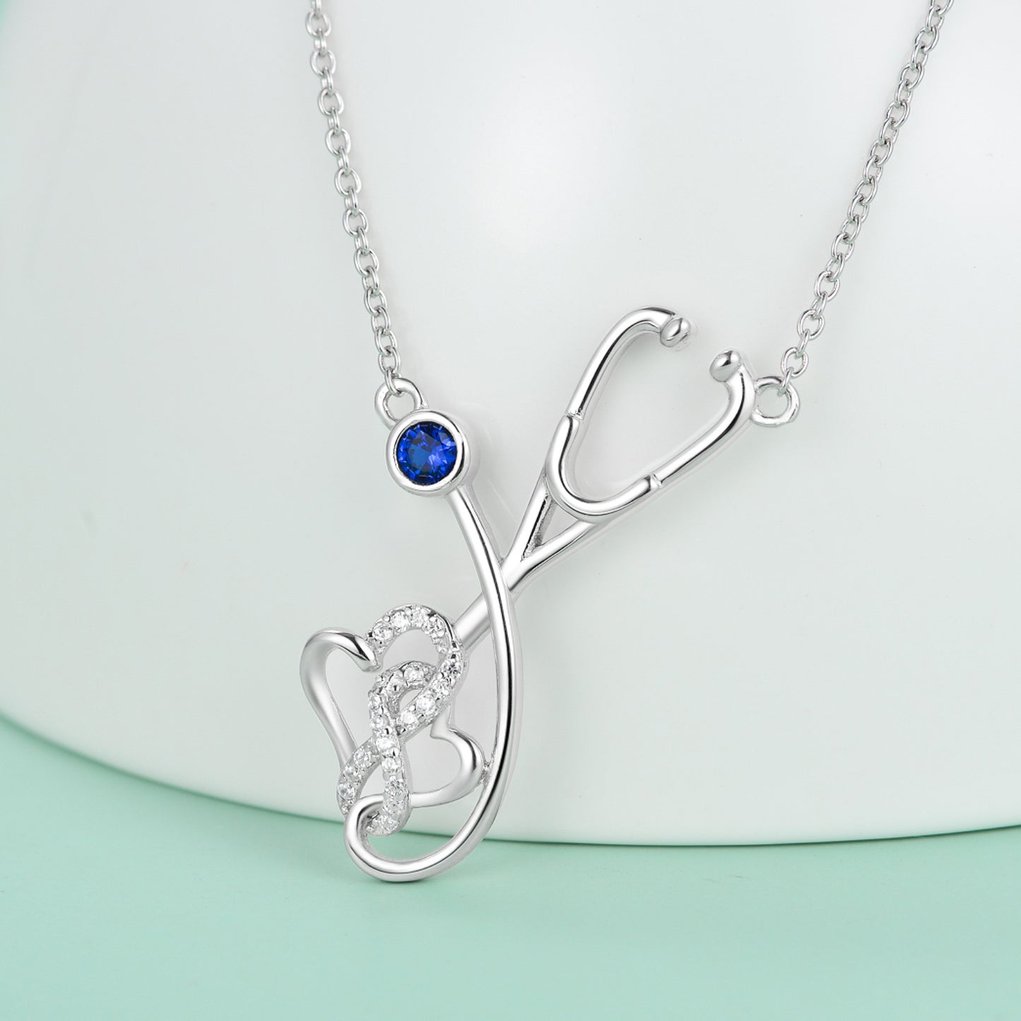 Stethoscope Nurse Necklace 925 Sterling Silver